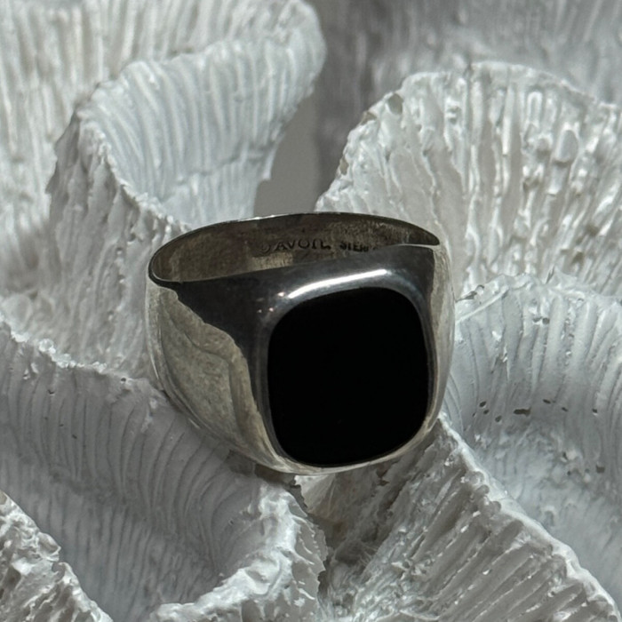 925 Sterling Silver Black Nephrite Men'S Ring Size 10.5