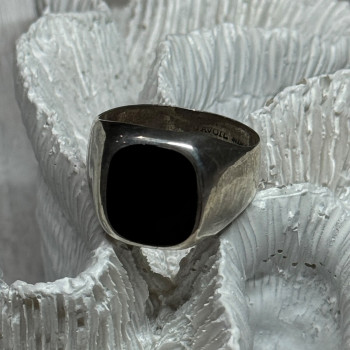 925 Sterling Silver Black Nephrite Men'S Ring Size 10.5