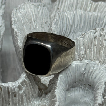 925 Sterling Silver Black Nephrite Men'S Ring Size 10.5