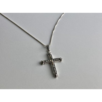 925 Sterling Silver Marcasites Chain with Cross