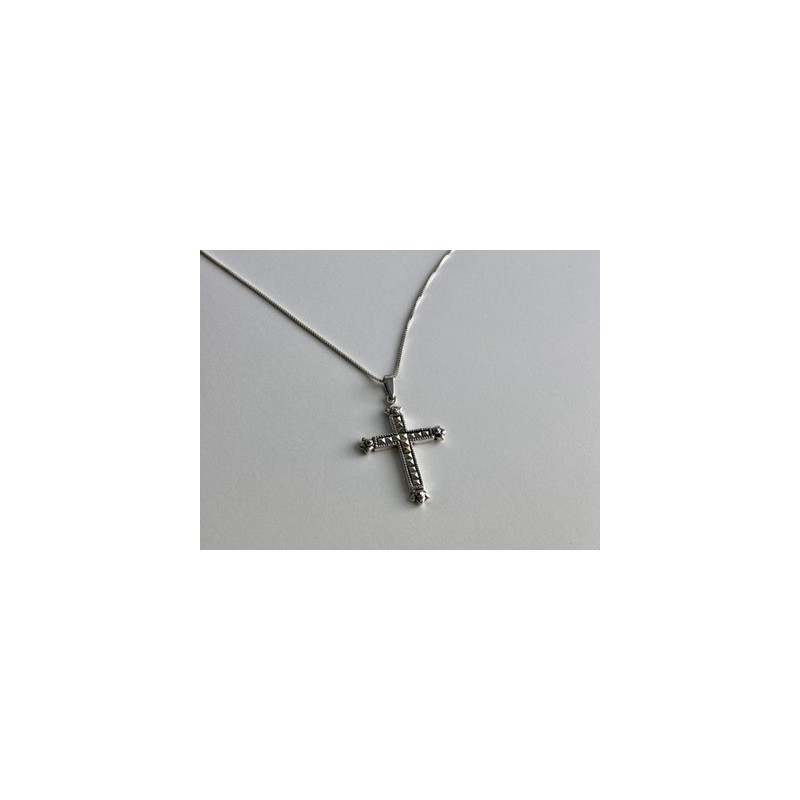 925 Sterling Silver Marcasites Chain with Cross