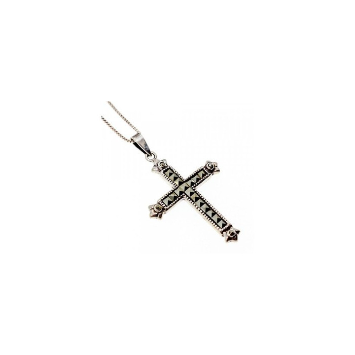 925 Sterling Silver Marcasites Chain with Cross