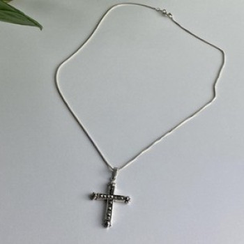 925 Sterling Silver Marcasites Chain With Cross