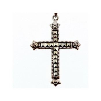 925 Sterling Silver Marcasites Chain with Cross