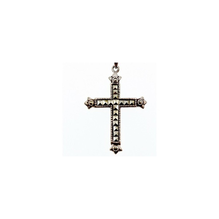 925 Sterling Silver Marcasites Chain with Cross