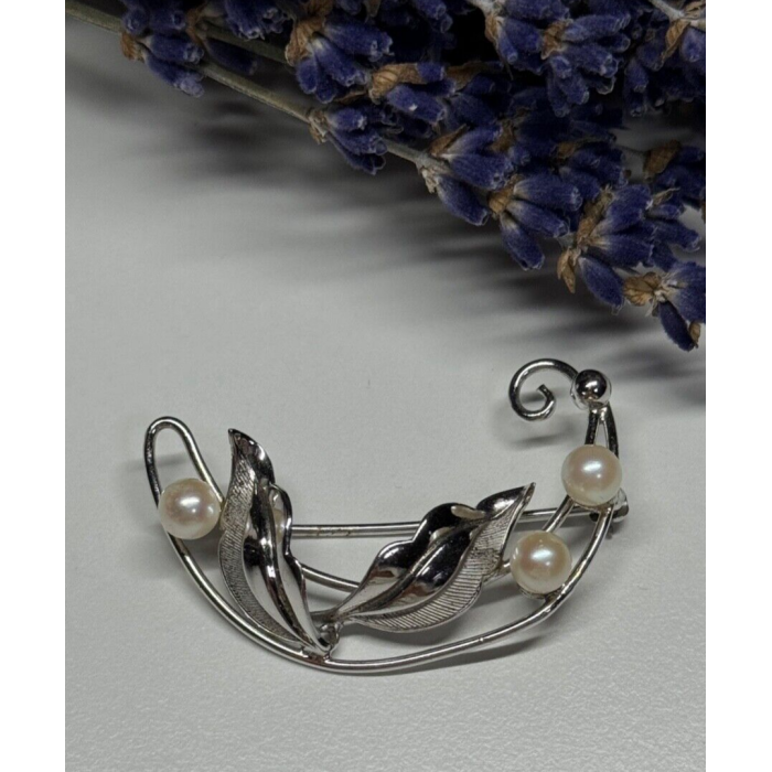 925 STERLING SILVER  PEARLS BROOCH