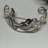 925 Sterling Silver Pearls Brooch