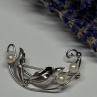 925 Sterling Silver Pearls Brooch