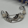 925 Sterling Silver Pearls Brooch