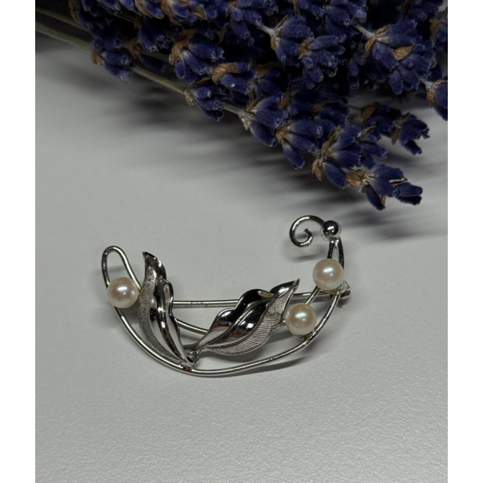 925 STERLING SILVER  PEARLS BROOCH
