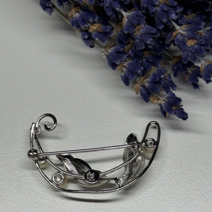 925 Sterling Silver Pearls Brooch