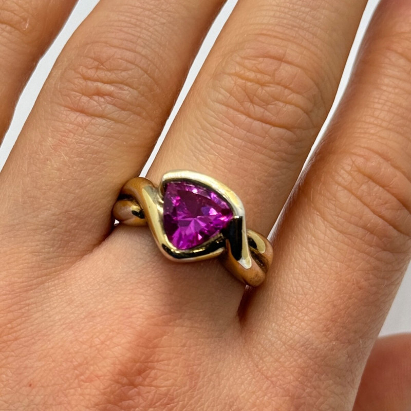 925 Sterling Silver Pink Topaz Ring Size 9