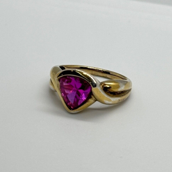 925 Sterling Silver Pink Topaz Ring Size 9