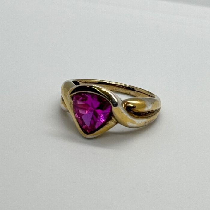 925 Sterling Silver Pink Topaz Ring Size 9
