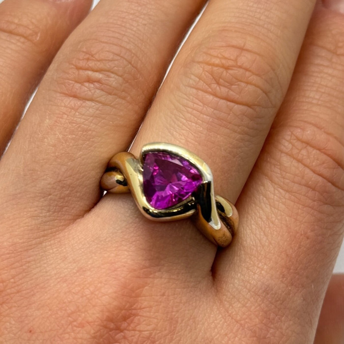 925 Sterling Silver Pink Topaz Ring Size 9