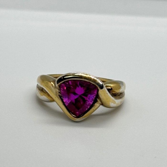 925 Sterling Silver Pink Topaz Ring Size 9