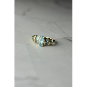 14K Yellow Gold Topaz Ring Size 9