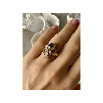 925 Sterling Silver Gold Plated Multi Gemstones 