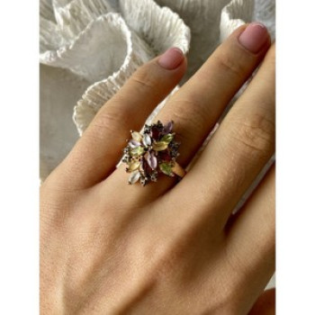 925 Sterling Silver Gold Plated Multi Gemstones 