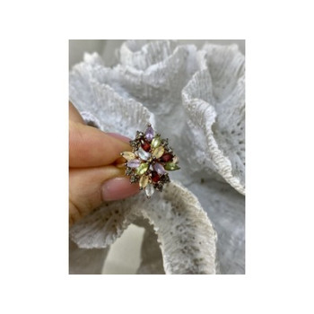 925 Sterling Silver Gold Plated Multi Gemstones 