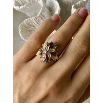 925 Sterling Silver Gold Plated Multi Gemstones 
