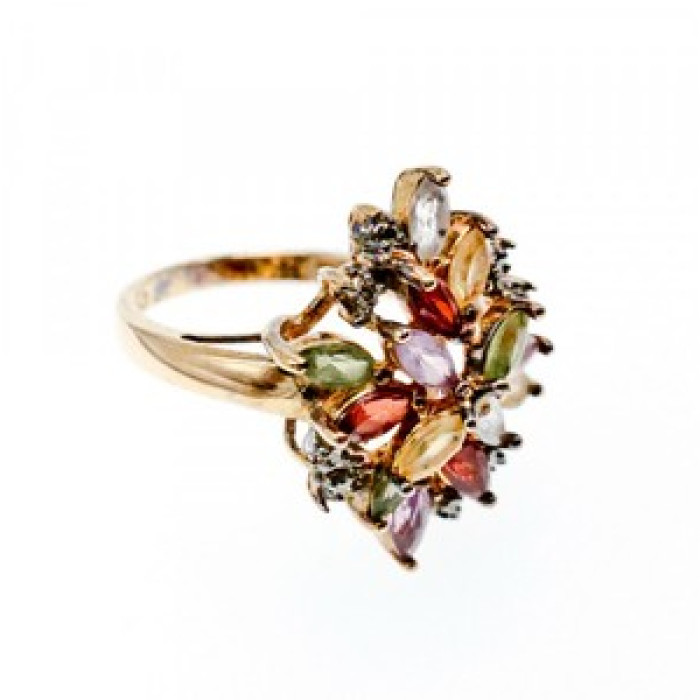 925 Sterling Silver Gold Plated Multi Gemstones 