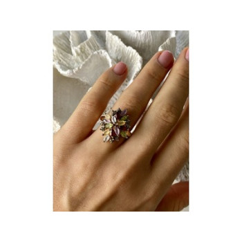 925 Sterling Silver Gold Plated Multi Gemstones 