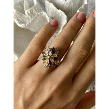 925 Sterling Silver Gold Plated Multi Gemstones 
