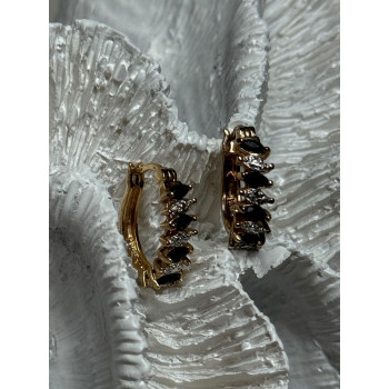 925 Sterling Silver Gold Plated Sapphire Earrings Length 0.8 Inch