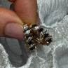925 Sterling Silver Gold Plated Sapphire Earrings Length 0.8 Inch
