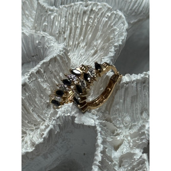 925 Sterling Silver Gold Plated Sapphire Earrings Length 0.8 Inch