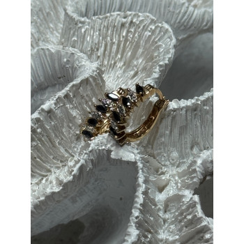 925 Sterling Silver Gold Plated Sapphire Earrings Length 0.8 Inch