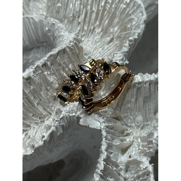 925 Sterling Silver Gold Plated Sapphire Earrings Length 0.8 Inch