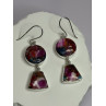 925 Sterling Silver Pink Oyster Turquoise Earrings Length 2 Inch