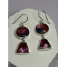 925 Sterling Silver Pink Oyster Turquoise Earrings Length 2 Inch