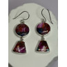 925 Sterling Silver Pink Oyster Turquoise Earrings Length 2 Inch