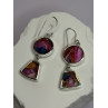 925 Sterling Silver Pink Oyster Turquoise Earrings Length 2 Inch