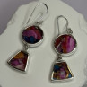925 Sterling Silver Pink Oyster Turquoise Earrings Length 2 Inch