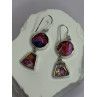 925 Sterling Silver Pink Oyster Turquoise Earrings Length 2 Inch