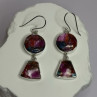 925 Sterling Silver Pink Oyster Turquoise Earrings Length 2 Inch