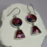 925 Sterling Silver Pink Oyster Turquoise Earrings Length 2 Inch