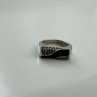 925 Sterling Silver Nephrite ( Jade ) & Black Quartz Ring Size 6.5