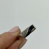 925 Sterling Silver Nephrite ( Jade ) & Black Quartz Ring Size 6.5
