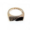 925 Sterling Silver Nephrite ( Jade ) & Black Quartz Ring Size 6.5