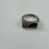 925 Sterling Silver Nephrite ( Jade ) & Black Quartz Ring Size 6.5