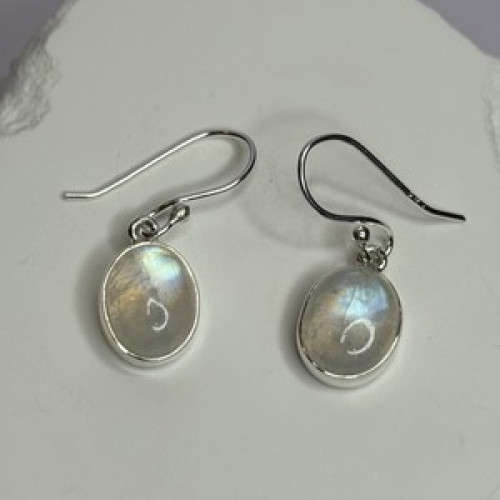 925 Sterling Silver Moonstone Earrings Length 1.1 Inch