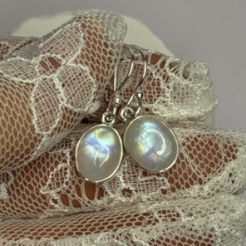 925 Sterling Silver Moonstone Earrings Length 1.1 Inch