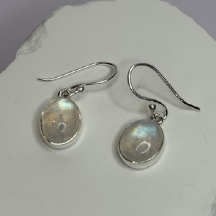 925 Sterling Silver Moonstone Earrings Length 1.1 Inch