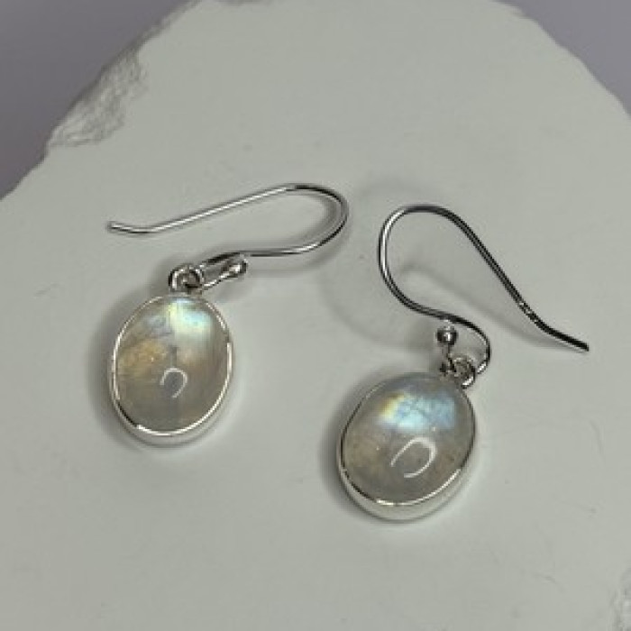 925 Sterling Silver Moonstone Earrings Length 1.1 Inch