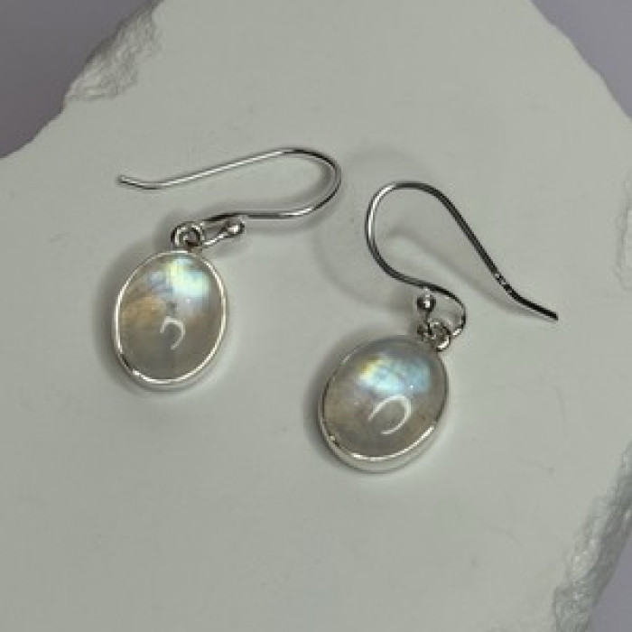925 Sterling Silver Moonstone Earrings Length 1.1 Inch